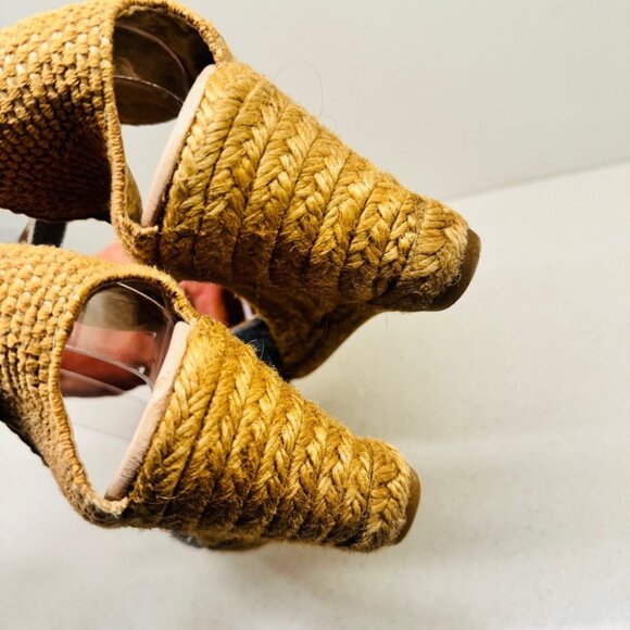 Gaimo Espadrille Wedge Leather Blue Sparkle Ankle Strap Heel Sandals Spain Sz 40 - Picture 13 of 15